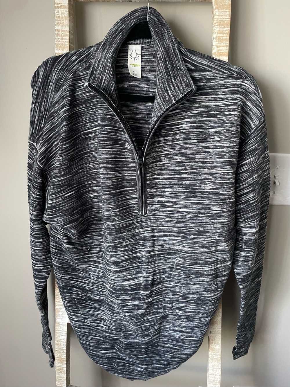 aerie Men's Black & Gray Marled Half-Zip Pullover
